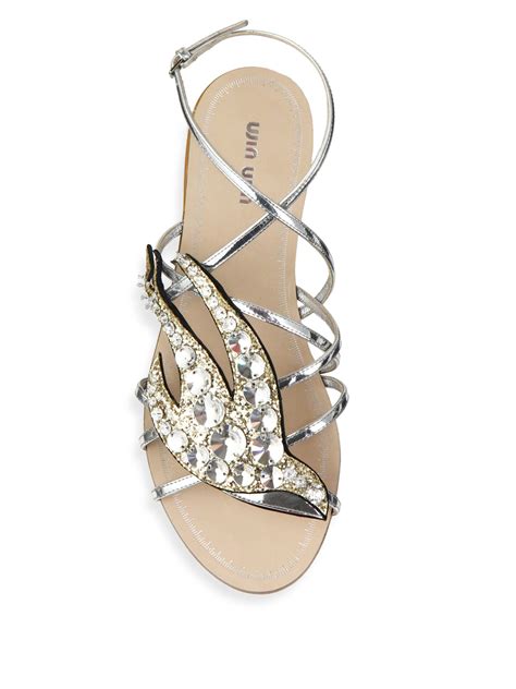 miu miu gold flat sandals|saks miu miou flats.